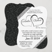 Faire-part de mariage noir et argenté avec poème à (Devant / Derrière)