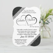 Faire-part de mariage noir et argenté avec poème à (Debout devant)