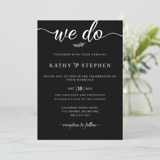 Faire-part de mariage noir et blanc (Debout devant)