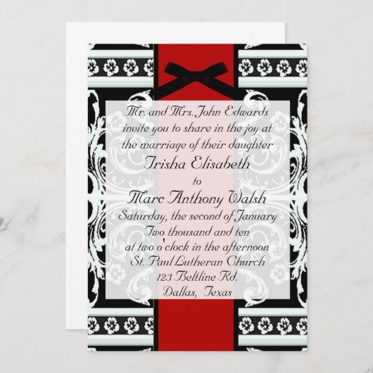 Faire-part de mariage noir et blanc (Devant / Derrière)