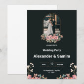 Faire-part de mariage noir et blanc (Devant / Derrière)