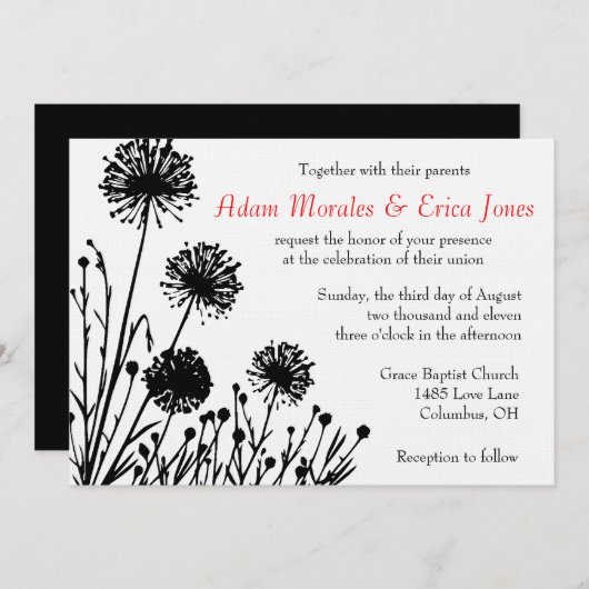 faire-part de mariage noir et blanc (Devant / Derrière)