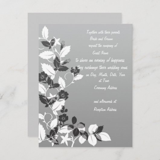 Faire-part de mariage noir et blanc (Devant / Derrière)