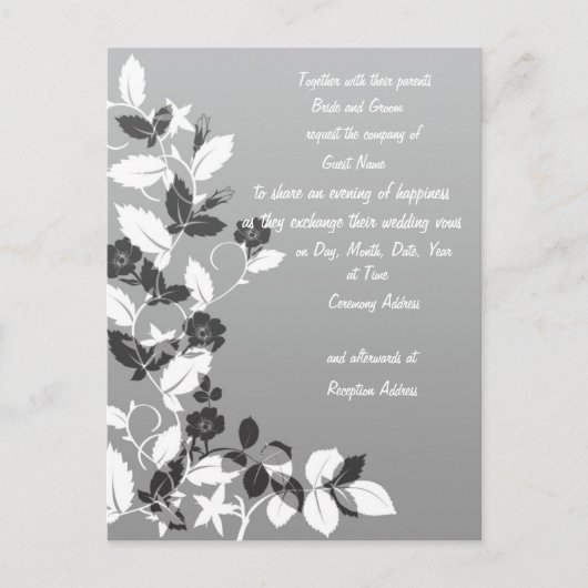 Faire-part de mariage noir et blanc (Devant)