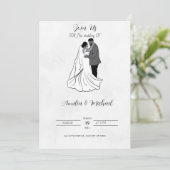 Faire-part de mariage noir et blanc (Debout devant)