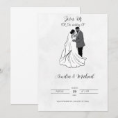 Faire-part de mariage noir et blanc (Devant / Derrière)