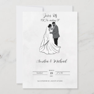 Faire-part de mariage noir et blanc