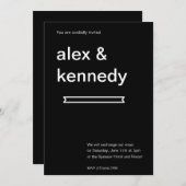 Faire-part de mariage noir et blanc (Devant / Derrière)