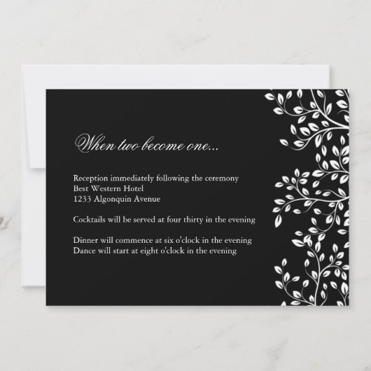 Faire-part de mariage noir et blanc (Dos)