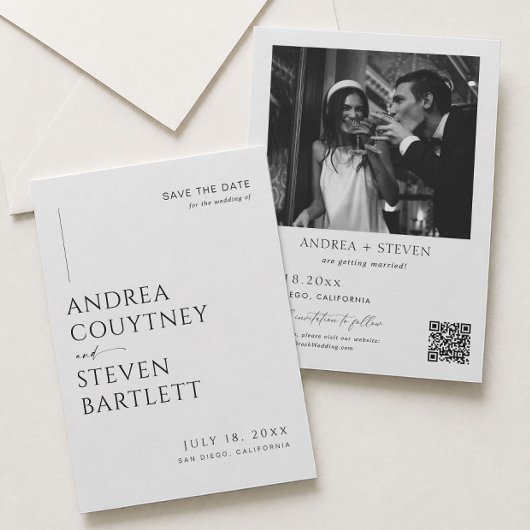 Faire-part de mariage noir et blanc à conserver