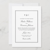 Faire-part de mariage noir et blanc à monogramme d (Devant)