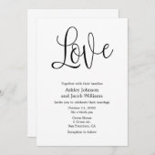 Faire-part de mariage noir et blanc. Aimez les inv (Devant / Derrière)