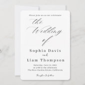 Faire-part de mariage noir et blanc au script mini (Devant)