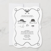Faire-part de mariage noir et blanc avec code QR (Devant)