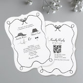 Faire-part de mariage noir et blanc avec code QR