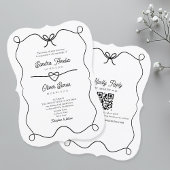 Faire-part de mariage noir et blanc avec code QR