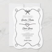 Faire-part de mariage noir et blanc avec code QR (Devant)