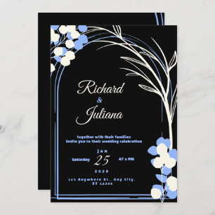 Faire-part de mariage noir et blanc avec parquet b