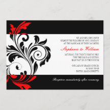 Faire-part de mariage noir et blanc avec rouge