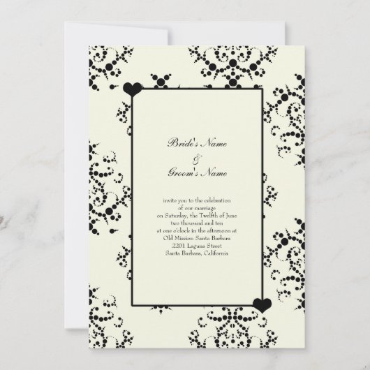 Faire-part de mariage noir et blanc cassé (Devant)