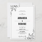 Faire-part de mariage noir et blanc classique (Devant)