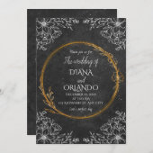 Faire-part de mariage noir et blanc de luxe (Devant / Derrière)