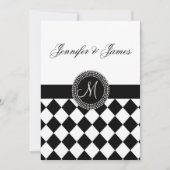 Faire-part de mariage noir et blanc de monogramme (Devant)
