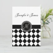 Faire-part de mariage noir et blanc de monogramme (Debout devant)