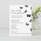 Faire-part de mariage noir et blanc de papillon (Debout devant)