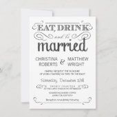 Faire-part de mariage noir et blanc de typographie (Devant)