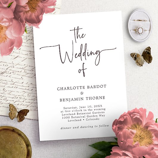 Faire-part de mariage noir et blanc écriture