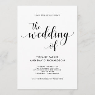 Faire-part de mariage noir et blanc élégant