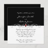 Faire-part de mariage noir et blanc et rouge (Devant / Derrière)