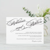 Faire-part de mariage noir et blanc florissant (Debout devant)