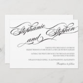 Faire-part de mariage noir et blanc florissant (Devant / Derrière)