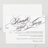 Faire-part de mariage noir et blanc florissant (Devant / Derrière)