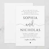 Faire-part de mariage noir et blanc. Invitation si (Devant / Derrière)