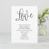 Faire-part de mariage noir et blanc. L'amour invit (Debout devant)