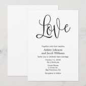 Faire-part de mariage noir et blanc. L'amour invit (Devant / Derrière)