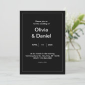 Faire-part de mariage noir et blanc minimal (Debout devant)
