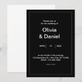 Faire-part de mariage noir et blanc minimal (Devant / Derrière)