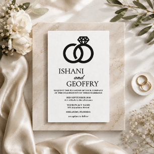 Faire-part de mariage noir et blanc Minimaliste CU