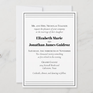 Faire-part de mariage noir et blanc minimaliste fo