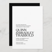 faire-part de mariage NOIR ET BLANC MODERNE (Devant / Derrière)