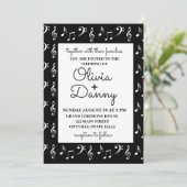 Faire-part de mariage noir et blanc Notes de musiq (Debout devant)