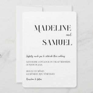 Faire-part de mariage noir et blanc personnalisé i