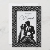 Faire-part de mariage noir et blanc rétro (Dos)