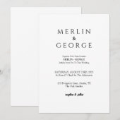 Faire-part de mariage noir et blanc simple (Devant / Derrière)