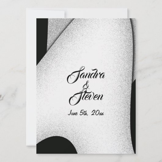 Faire-part de mariage noir et blanc unique (Dos)