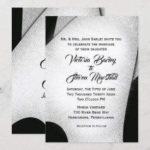 Faire-part de mariage noir et blanc unique